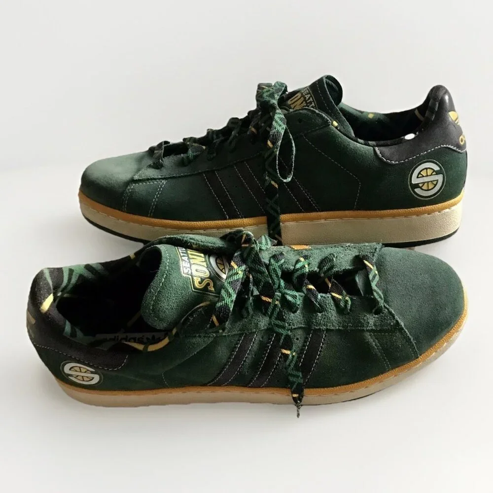 RARE Vintage Adidas Seattle Sonics NBA Series Originals Campus II US/13 UK/12.5‎